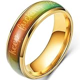 Jude Jewelers 6mm Stainless Steel Color Changing Temperature Sensative Mood Indication Keep Fucking Going Inpiration Wedding Band Ring (Gold, 10)