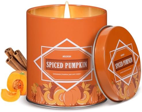Pumpkin Spice Fall Scented Candle – 9 oz Soy Wax in Travel-Friend...