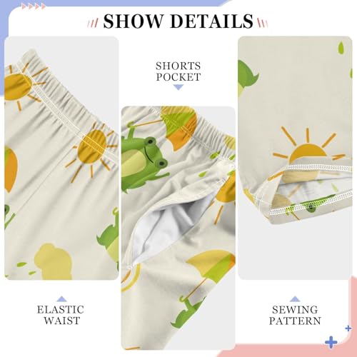 Boys' Pants Rainbow Green Frog and Sun Long Bottoms Jogger Pants Elastic Waist Trousers with Pockets S-XL4