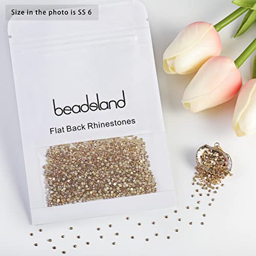 Image of Beadsland 1440 Pieces Flat Back Crystal Rhinestones Round Gems,Golden Shadow,SS6,1.9-2.1mm
