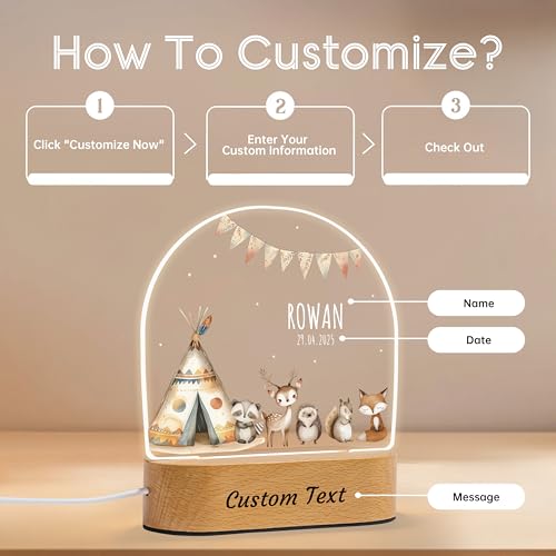 Lámpara de noche personalizada para bebés con animales de safari miniatura 4