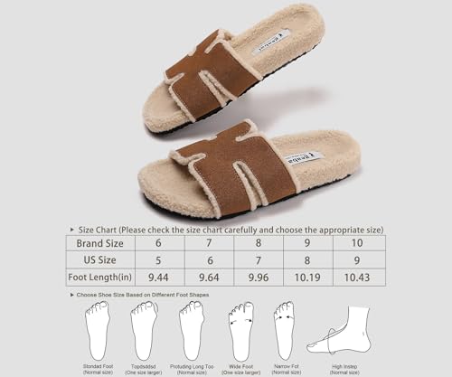 Fuzzy Slippers Women Indoor & Outdoor H Slipper Open Toe Wool Slipper Taupe Size 72