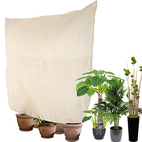 FeelGlad Winterschutz für Pflanzen, 240 x 200cm Kübelpflanzensack Frostschutz super Stark mit Kordelzug, eißfest, Waschbar, Wiederverwendbar Cover