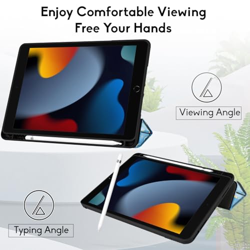 Image of Robustrion Cover for iPad 9th Generation Cover Case with Pencil Holder for Apple iPad 10.2 inch /iPad 9th 7th 8th Generation Smart [Soft and Flexible] Flip Stand Case [Auto Sleep /Wake] - Marble Blue