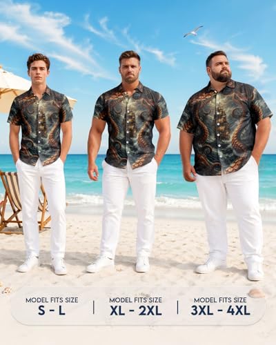Image of 99TIMORO Fathers Film Button Down Shirt for Men, Funny Hawaiian Short Sleeve Top, Summer Beach Gifts