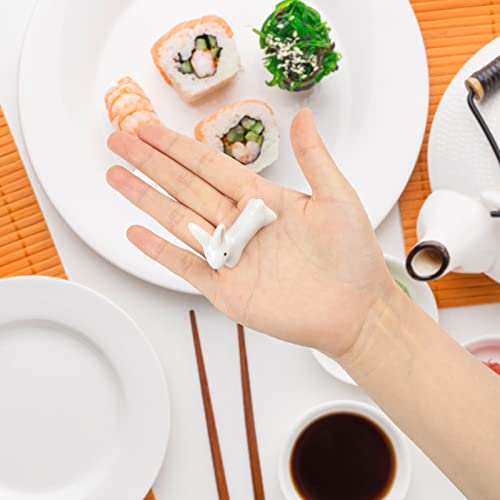 Yasuoa Chopsticks Holder Rest For Kids Easter Ceramic Stand 6 Pieces Cute Rabbit Tableware Spoon Rack Pillow For Dishwasher Flat Kids Anime Home Kitchen Knife Fork Decoration #TOP4