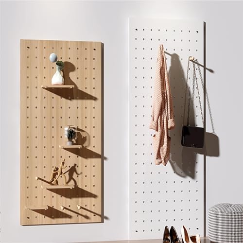 Estante de almacenamiento de pared de tablero perforado, paneles organizadores de pared de tablero perforado, tablero de madera perforado, paneles de exhibición modulares, perchero de pared con ganc