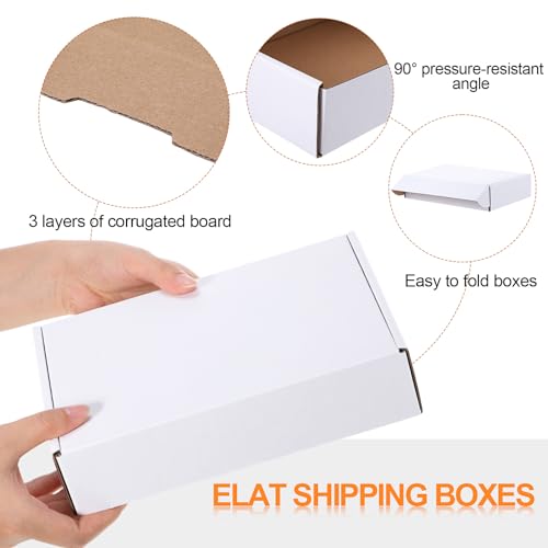 Image of Qilery 100 Pcs 9 x 6 x 2 Inches Shipping Boxes Corrugated Cardboard White Mailer Boxes Packaging for Small Business Mailing Wrapping Present Gift