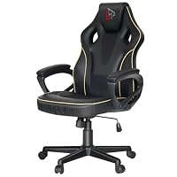 HapGIFT Gaming Chair, Ergonomicr Gaming Chair with Link Armrest, Height-Adjustable PU Leather Computer Gamer Chairs for Teens Adults, Ergonomic PC Office Chair, 150KG, Black