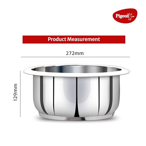 Image of Pigeon Stainless Steel Bowl, 26 cm Diameter, Compatible with 1.8 L Rice Cooker (Silver, Induction Bottom)