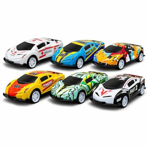 Image of Brand Conquer Die-Cast Metal Pullback Toy Cars, Mini Sports Car & Police Cars | Durable Metal Body Cars with Pull Back Mechanism | Kids Toy Cars Gift Set | Size 2.5 * 3 * 6.5 cm (Set of 6)