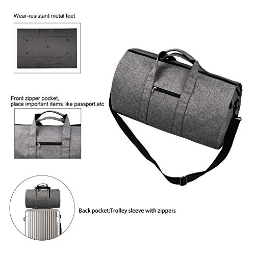 BUG Garment Bags, Convertible Garment Bag with Shoulder Strap, Shoes Compartment, Carry on Travel Suit Bags, 2 in 1 Garment Duffle Bag for Men Women Weekender Bag