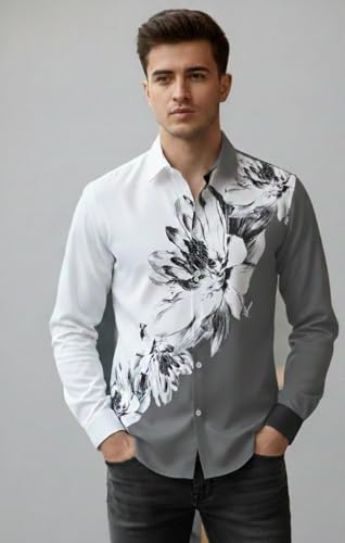 Image of Men's Floral Printed Casual Shirt | Full Sleeve Button-Down Stylish Shirt for Men | Slim Fit Party, Office & Street Wear Fashion Shirt