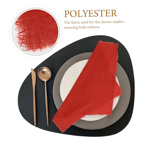 Servilleta de tela ovalada roja de poliéster 43x43 cm miniatura 6