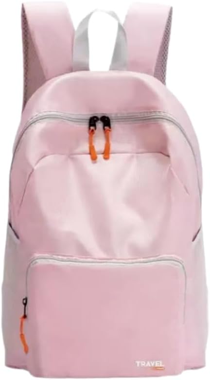 Day Travel Backpack with Front Pocket and Zipper (Black)