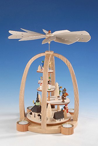 Pyramide à bougies chauffe-plat église Seiffener pour table de Noël