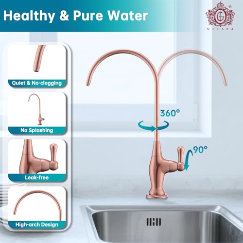 Image of Sink Drinking Water Faucet, Sink Water Filter System, Suitable for Most Reverse Osmosis or Water Filtration Systems, Stainless Steel Reverse Osmosis Faucet for Kitchen Bar, Red Copper