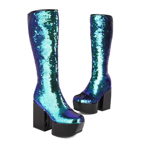 Bottines plateforme au design bout carré et finitions pailletées - 3
