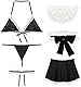 HOTSO Sexy Damen Maid Lingerie für Frauen Maid Outfit Cosplay Kostüm Fancy Dress Naughty Frauen Maid Negligee Kostüme Neckholder Schlinge Rückenfrei Schürze Nachthemd Minirock Dessous Set