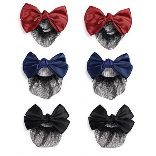 6pcs Boqueo De Satén Cabello Neta Barrette Aterriz Cadilla Centilada Cabello Bun Cubierta Neta Bun Red Accesorios para Cabello para Mujeres Cover