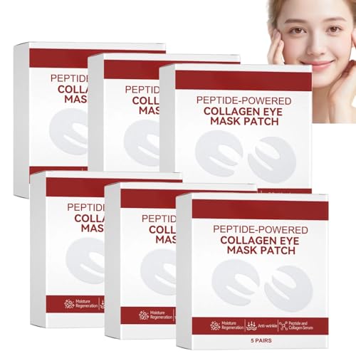 Antifaz de colágeno a base de péptidos con péptidos de colágeno contra ojeras e hinchazón, antiarrugas (6 unidades)
