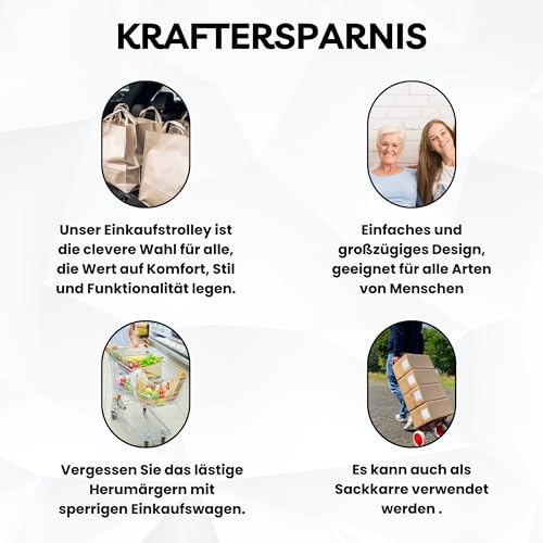 43.5Liter Aluminium Trolley Einkaufstrolley Klappbar, Shopping Trolley, Wasserabweisender Einkaufswagen Faltbar, Einkaufstasche mit 2 Rädern, Einkaufskorb mit Rollen, Groß- Grau – Bild 7