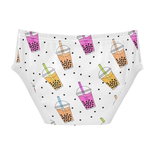 CHIFIGNO Boys' Briefs Cute Cartoon Bubble Tea White Kids Boys Underwear Breathable Cotton Underwear Briefs2