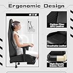 Homall Gaming Chairs, Computer Chair with Footrest and Massage Lumbar Support, Height Adjustable Game Chair with Headrest and Swivel Seat (Black) - Image 4