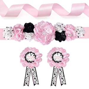 Vansolinne Cow Maternity Sash Mom to Be Daddy to Be Corsage Set Cow Girls Theme Baby Shower Decorations Farm Animals Cow Pattern Floral Belly Band Gender Reveal Photo Props Keepsake Gift