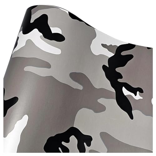 Film vinyle autocollant pour voiture camouflage noir et blanc finition mate haute résistance 50x152cm