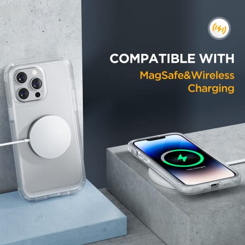 Image of Miracase Glass Series Designed for iPhone 14 Pro Max Case 6.7 Inch, Upgrade Full-Body Magnetic Case with Built-in 9H Tempered Glass Screen Protector, with Camera Lens Protector, Frosted Clear
