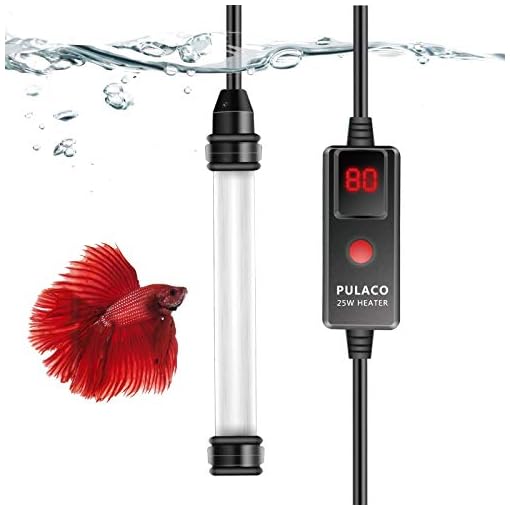 PULACO 25W Mini Aquarium Heater with External Controller & LED
