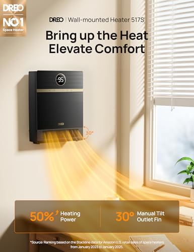 Image of DREO Smart Electric Wall Mounted Heater for Indoor Use, Works with Alexa