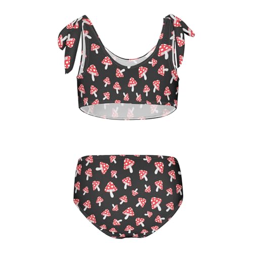 Wusikd Mushrooms Girls Swimsuits Two Piece Black Swimwear Bikini Set for for Girls Size 5-6T2