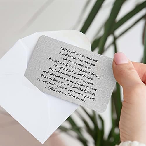 Sentimental Keepsake I Walked Into Love Metal Wallet Card Romantic Anniversary Valentines Gift