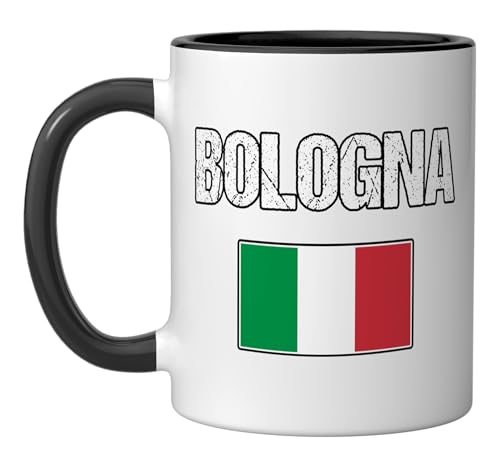 Bologna Italy Italian Flag Ceramic Mug Black/White
