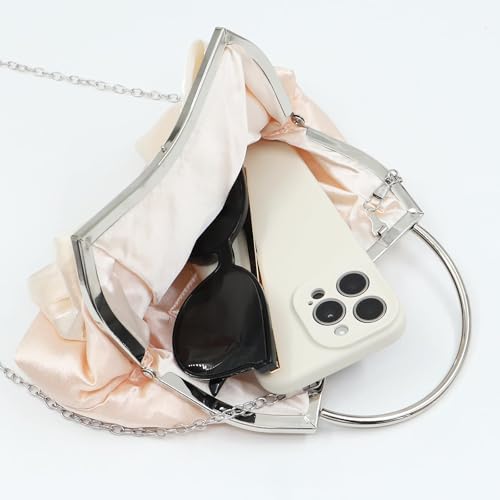 Bolso de mano para mujer, lazo, satén, rosa miniatura 6