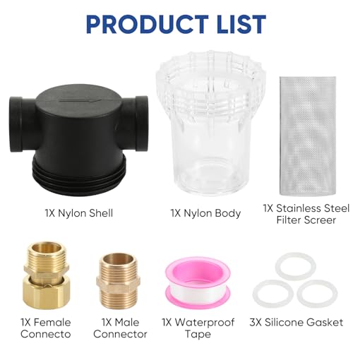 Claities 19 Garden Hose Filter Attachment Line Water Hose Filter With 3/4-Inch(Dn20) 40 Mesh Screen2Pcs O-Ring And Ptfe Tape, Garden Hose Filter Pressure Washer Inlet thumb #6