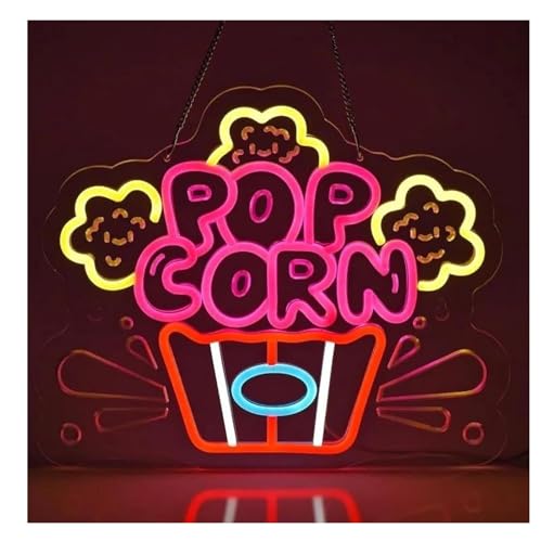 Para letrero de neón, palomitas maíz, decoración colgante pared, tienda aperitivos, cine