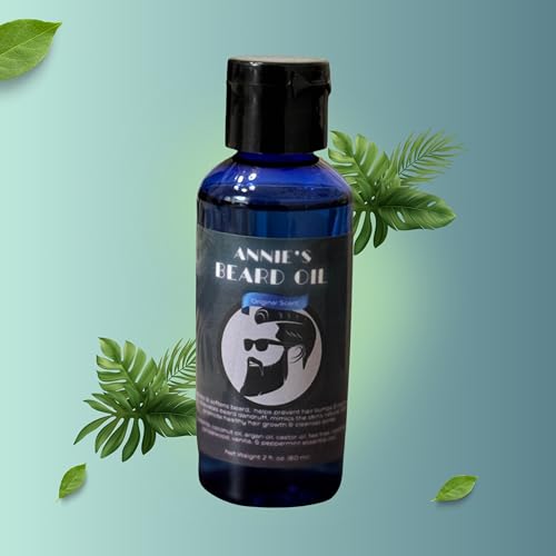 Annie's Oils Beard Oil, Hydrates & Softens, Prevents Hair Bumps & Ingrown Hairs, Promotes Healthy Growth, Coconut, Argan, Castor, Tea Tree, Rosemary, Sandalwood, Vanilla, & Peppermint Oil Scent.