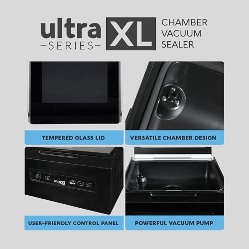 Avid Armor Chamber Vacuum Sealer Machine USVXL Ultra Series 11.5" Seal Bar for Liquid-Rich Wet Foods, Cooking Sous Vide, Infusions. LARGER Size Chamber Sealer Black Color Great for the Countertop