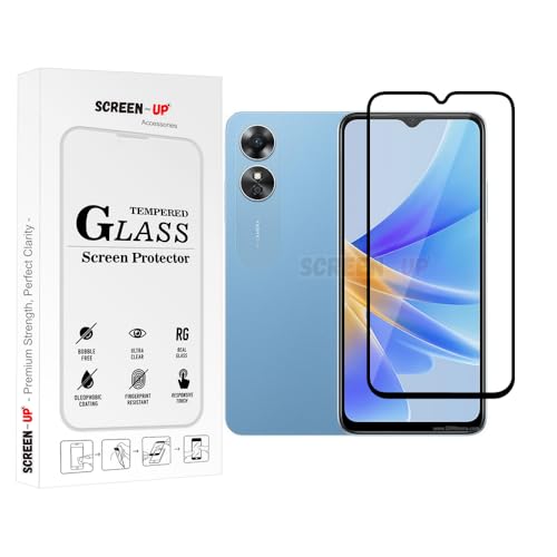 Image of ScreenUp Tempered Glass For Oppo A17 - Ultra Clear, 9H Scratch Resistant, Full Coverage, Easy Install Screen Protector
