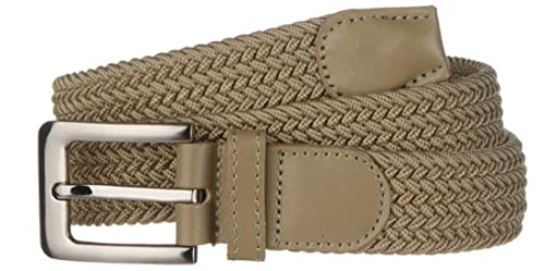 Deal Fashionista Premium Men's Braided Stretch Belts-Comfortable Golf Belt 1-3/8 New Without Tag (Beige, M)