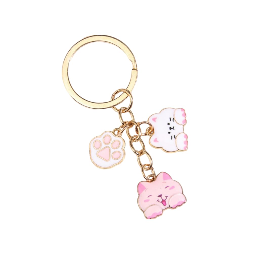 COLORFUL BLINGCute Cat Dog Rabbit Keychain for Girls Women Kids Kawaii Animal Key Chain Fashion Jewelry Keychian Bag Hanging Accessories