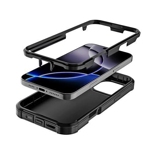 Image of Cubix Armor Defender Rugged Case Compatible for Apple iPhone 16 Pro Back Cover Slim, Shockproof, Dual-Layer Design with Camera Protection - Black