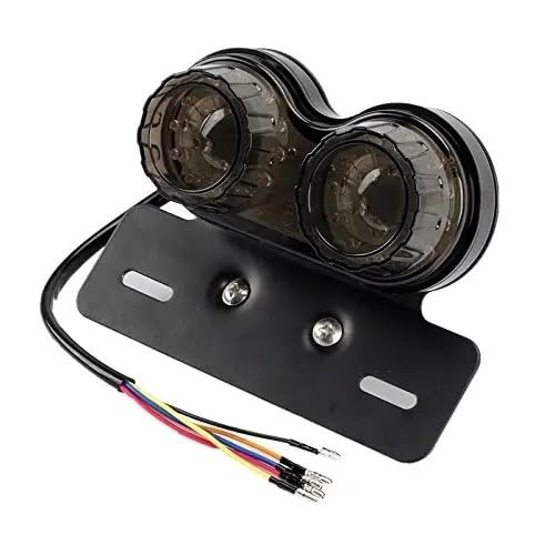 Piloto trasero universal moto 12V negro con luz de freno marcha e intermitentes