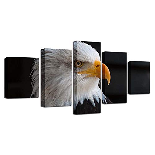 Impression sur toile Eagle de 5 pièces pour décoration murale de salon sans cadre