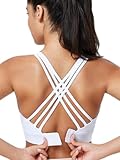 High Impact Sports Bra for Women High Support Molded Cups Strappy Women’s Sports Bra for Workout,Training and Running White