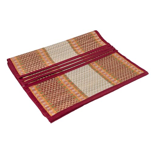 Image of CRAFT OF INDIA Handmade Korai Pai Kusha Grass Pooja Aasan Sitting Floor Mats (1.5X1.5 ft (4pcs Combo)