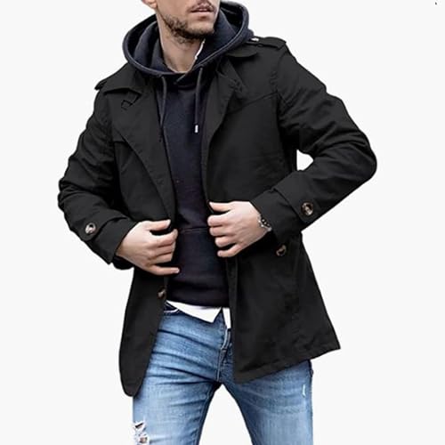 Maiyifu-GJ Men's Trench Coat Lightweight Slim fit Notched Lapel Overcoat Casual Windproof Windbreaker Jacket2